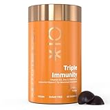Nutriburst Triple Immunity - Liposomal Vitamin C (100mg), D3 (20µg), Zinc (7.5mg) + Elderberry Extract - Immune & Wellbeing Support - Vegan, Sugar Free Supplement - 60 Berry Gummies - 1 Month Supply