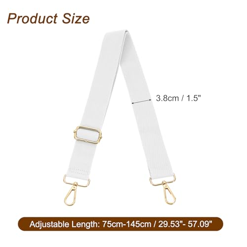 Image of uxcell Wide Shoulder Strap, 3.8cm Adjustable Purse Strap Replacement Crossbody Strap for Shoulder Bag Handbag, White, Light Gold Pull Core Buckle
