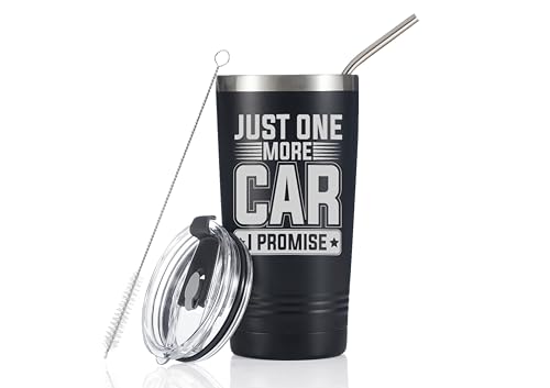 Onebttl Car Guy Gifts for Men Women Tumbler - 20oz/590ml Double Wall Vacuum Insulated Stainless Steel Travel Tumbler Cups with Lid & Straw - Car Lovers or enthusiast Gift - Just One More