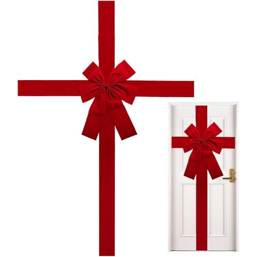 CCUUHJ Weihnachts-Türschleifen Große rote Samtschleife...