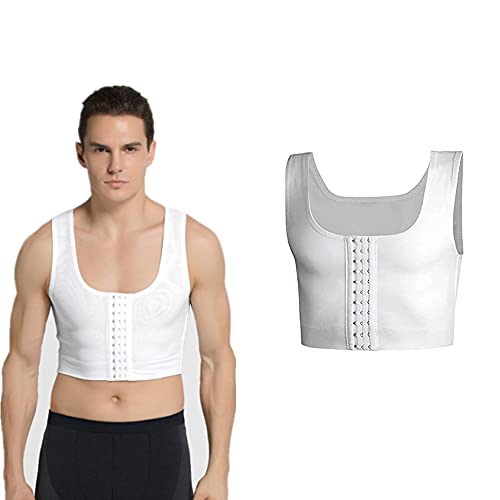 MRLZLT Corset Amincissant pour la Poitrine des Hommes, Corset de repositionnement de compresse de gynécomastie, Chemises de Compression, Masque de gynécomastie, Gilet de Poitrine (Blanche, XXL) Cover
