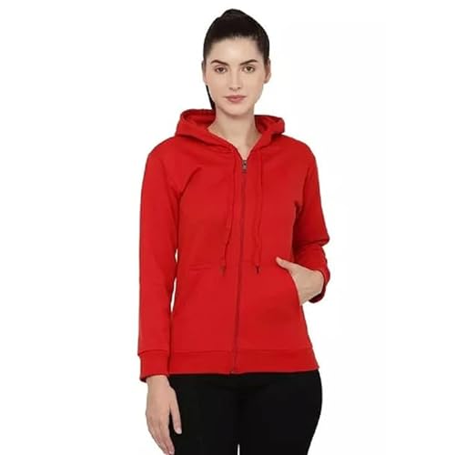 Image of Clotth Theory Women's Cotton Fleece Hooded Neck Sweatshirt | Hoodie Jacket with Kangaroo Pocket