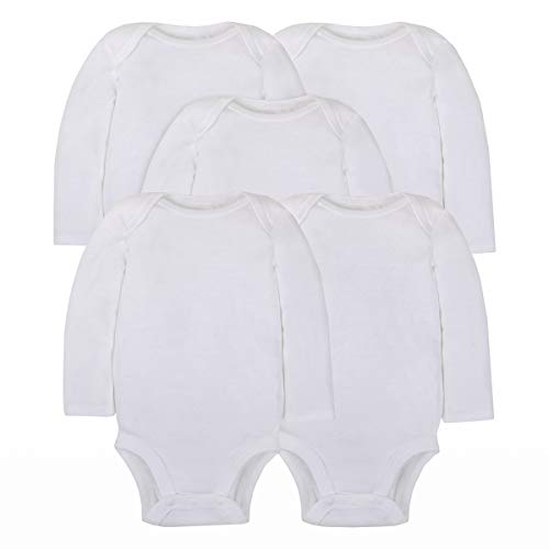 Image of Lamaze unisex-baby Super Combed Natural Cotton Long Sleeve Bodysuit, Snap Closure, 5 Pack