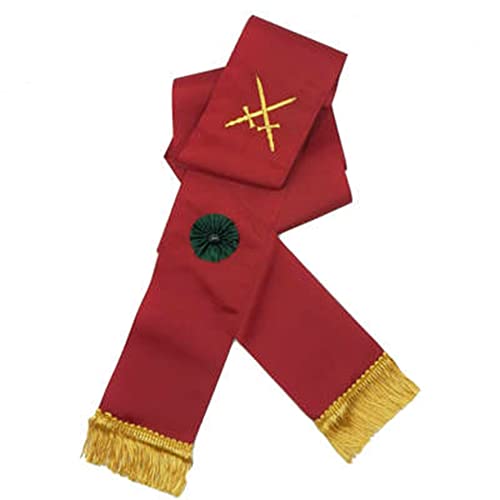 BRICKS MASONS Knight Mason Hand Embroidered Sash Maroon (92")