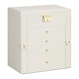 [5 niveaux, beaucoup d’espace] Rangez vos bijoux dans cette boîte à bijoux multiniveaux bien compartimentée. Le tiroir du bas est assez grand pour accueillir des montres et une paire de lunettes de soleil