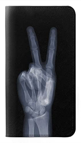 Étui flip cuir iPhone 15 Plus X-Ray Peace Sign aux finitions soignées durables