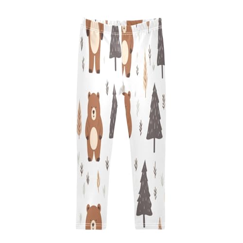 Toddler Girls Leggings Printed Yoga Pants Leggings Brown Bear Grey Tree for Kids