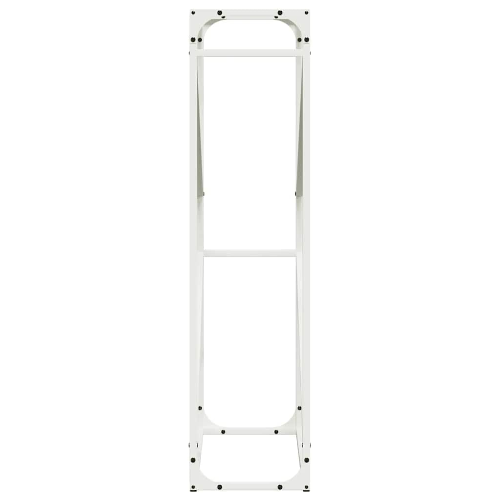 Estantería para leña blanca de acero laminado en frío, 60 x 25 x 100 cm, soporte para leña para interior, salón, terraza, almacenamiento de leña y troncos, resistente y ahorra espacio