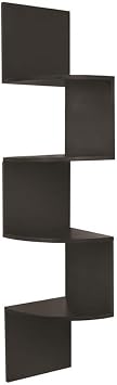Kiera Grace Decor Furniture Provo Ladder Bookshelf for Home or Office, 12 x 12 inches, Black Floating Corner Wall Shelf,FN81463-0INT
