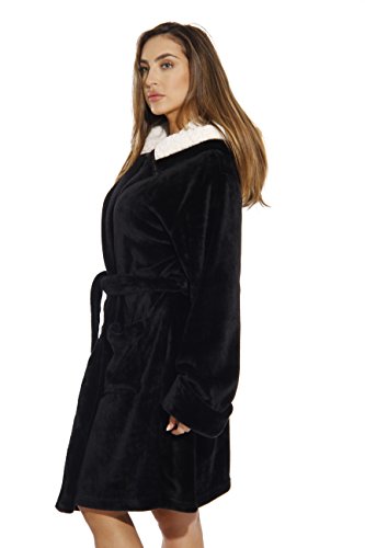 Just Love Hooded Velour Robe for Women with Sherpa Lined Hood