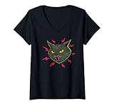 Femme Chat en colère, sifflant, chaton, miaule, Kitty, chats britanniques à poil court T-Shirt avec Col en V
