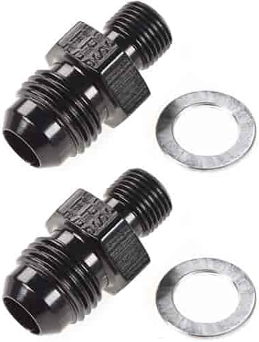 JEGSTransmission Fittings | 1/8 “ NPSM x -6AN | Includes 2 Fittings And 2 Crush Washers | Made In USA | Black Anodized Aluminum