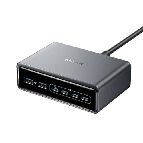 Anker Prime USB C Charger, 200W 6-Port GaN Charging Station, USB-C PD Fast Charging Desktop Charger, Compatible with iPhone17/16/15/14 Series, Samsung, MacBook, Dell and More