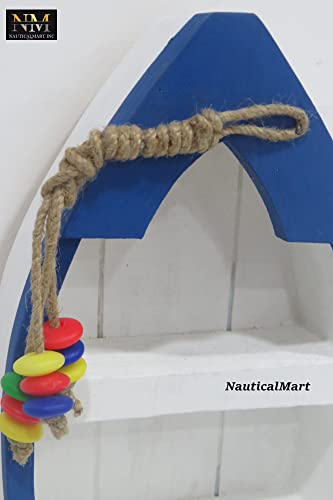 Standing Blue Amp White Shelf Boat Nautical Decor Fishing Cabin Ocean Lake Cottage #TOP1