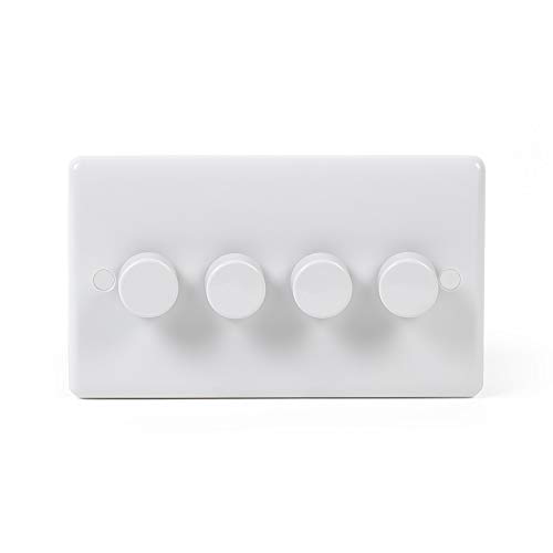 Lieber Silk White 4 Gang 2 Way Trailing Edge LED Dimmer Switch 250W - Curved Edge