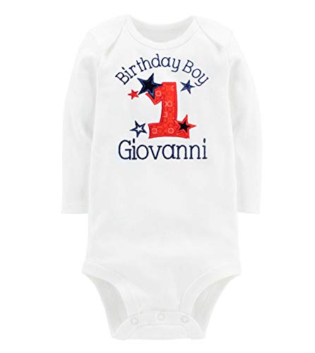 First Birthday Boy Outfit Bodysuit Personalized with Baby Custom Name