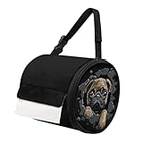 GLENLCWE Cute Pug Hanging Toilet Paper Holder,Portable Foldable Paper Dispenser Case for Kitchen Bathroom Tissue Holder Roll Storage Bag with Adjustable Strap