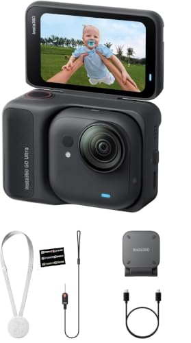 Image of Insta360 GO Ultra - Small 4K Vlogging Camera, Hands-Free, POV Cam, 1 /1.28 inch Sensor, 53g Lightweight, 156 FOV, 200 Min Battery Life, Magnetic Wearable Action Camera for Sports, Vlog，Midnight Black