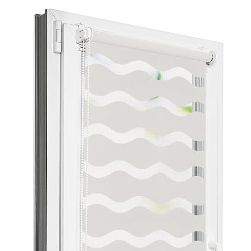 Estika Welle Doppelrollo klemmfix ohne Bohren - 80 cm x 120 cm - Perle -...