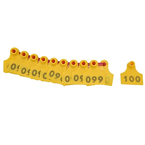100 Unidades TPU Porco Vaca Etiqueta de Orelha Número 001-100 Acessório de Gado (Amarelo)