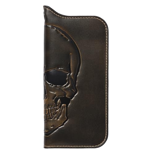 Image of House of Jack Co. Skull Grommet Long Bifold Wallet for Men, Add Your Chain Biker Wallet, Full Grain Cowhide Leather Wallet, Black