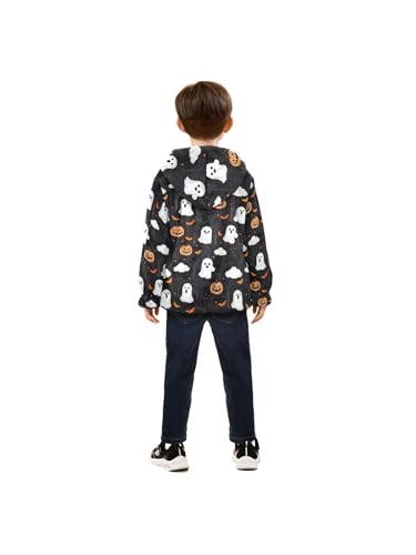 Cute Ghosts Pumpkins Girls Fleece Jacket Girls Fall Jacket Boys Coats Zip Up Hoodie Children Outerwear 2-10T4