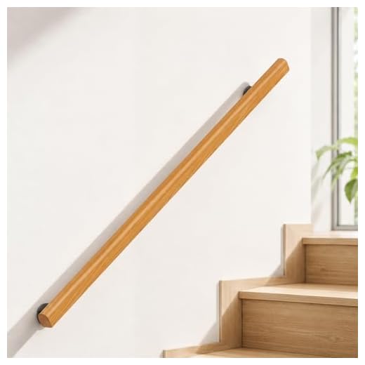 Wooden Stair Handrail, Single Piece Handrails, Complete Kit with Metal Bracket, Safety Anti-Slip Wall Stair Rail for Indoor Elderly Children, for Bars Lofts Kindergarten Guardrail Corridor(8ft)