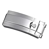 ROUHO Orologio Fibbia Acciaio Inox Pieghevole Chiusura Deployante Cinturino Orologio Ricambio Accessorio per Rolex Daytona-Argento 18mm