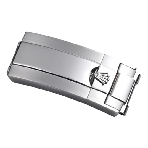 Image of ROUHO Watch Buckle Stainless Steel Folding Deployant Clasp Watch Strap Replacement Accessory for Rolex Daytona-Silver 18mm
