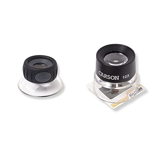 Carson Lumiloupe Plus 17.5X Power Stand Loupe Magnifier With Dual Lens Focusing System (Lo-15) & Carson Lumiloupe 10X Power Stand Magnifier (Ll-10), Black/Clear #TOP10