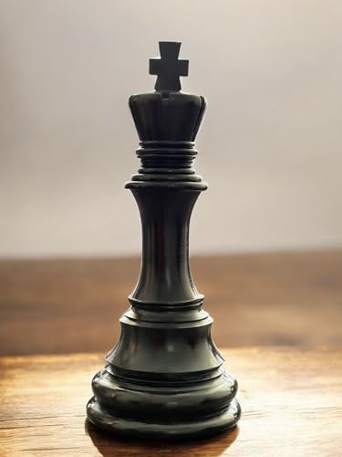 Image of Chess King Statue | Shatranj Raja Statue | Height - 15 Inch | Sculpture for Home Decor | Office Decor | Table Decoration Set of 1 (Black)