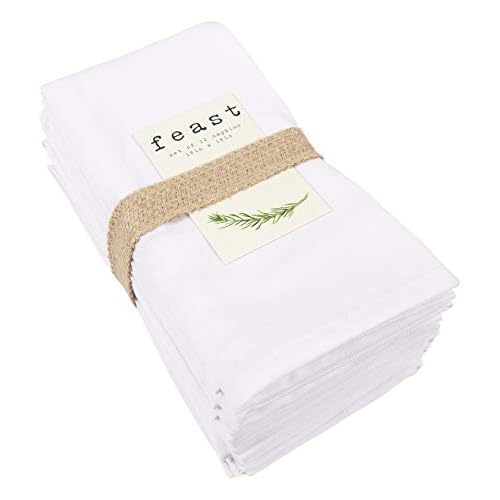 KAF Home Feast Dinner Napkins | Set of 12 Oversized, Easy-Care, Cloth Napkins (18 x 18 Inches) – White
