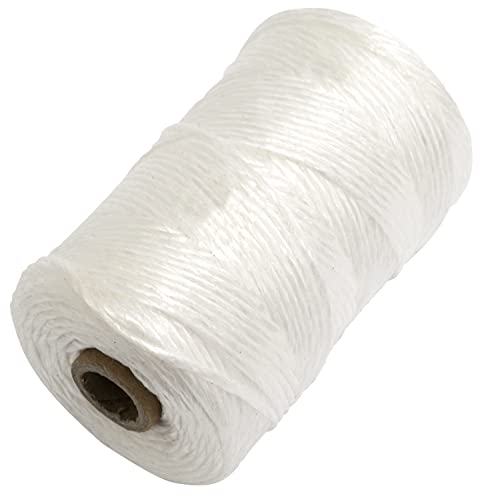 AERZETIX - C65325 - Corda/spago di imballaggio manuale 200 m Ø2.5mm - in polipropilene - lavori di costruzione casa giardinaggio muratura mattone blocchi cemento cordone rotolo - colore bianco