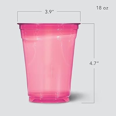 Hefty Party Perfect Tinted Disposable Plastic Cups, Red, Blue, and Yellow Plastic Cups, Perfect Party Cups for Easy Cleanup and Large Gatherings, 18 Ounce, 54 Count