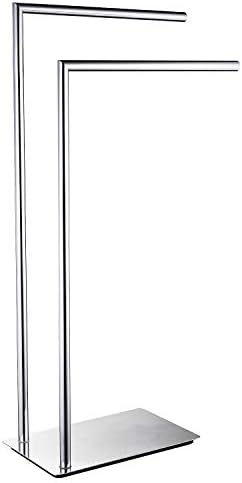 LANGPAI Freestanding Double Towel Racks Bathroom Accessories Towel Holder Stand on Floor Brass Chrome