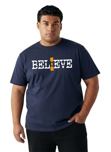 Image of Men Plus Size Printed Cotton Tee Regular Fit Round Neck Half Sleeve T-Shirt