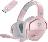 NUBWO G06 - Cuffie da gioco con microfono per PS5, PS4, PC, mobile: 2,4 GHz wireless + Bluetooth, batteria da 100 ore, driver da 50 mm, rosa