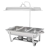 Chafing Dish Edelstahl Mahlzeit Chafing Dish Edelstahl Warmhaltebehälter 3 Anzahl Wärmebehälter Rechaud Speisenwärmer mit Aufhängebügel und 2 Brennstoffhalterungen für Catering Buffets Restaurants