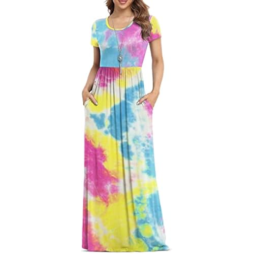 VIISHOW Women's Short Sleeve Loose Plain Maxi Dresses Casual Long Dresses with Pockets