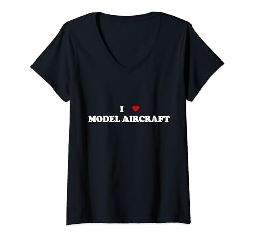 I Heart Builder Ventilateur d'aviation I Love Model Aircraft T-Shirt avec Col en V