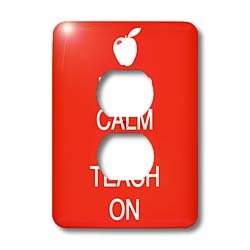 Cache-prise 2 prises Keep Calm and Teach On pour decorer la classe de professeur