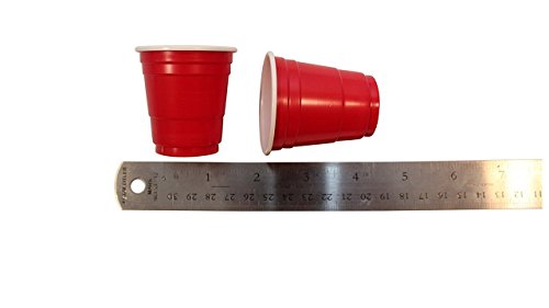 Disposable Shot Glasses - 100 Mini Cups Red Solo Party - Plastic Shot Cups - Jello Shots - Jager Bomb Cups - Beer Pong Cups - Perfect Size For Serving Condiments, Nuts And Samples #TOP4