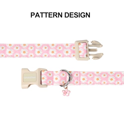 Lionet Paws Hundehalsband mit Blumenmuster, niedliches Gänseblümchen-Design, mit Kunststoffschnalle, leicht, verstellbar, für kleine Hunde