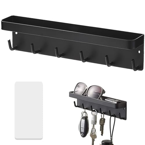 El Mejor Listado de Ganchos para llaves los más recomendados. 47 Colgador Llaves, Estante Pared Multifuncional Con 6 Ganchos, Organizador de Cocina Autoadhesivo, Apto para Casa, Cocina, Baño, Oficina (Negro)
