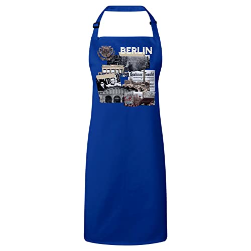 Tablier cuisine bleu Berlin premium au style vintage allemand retro