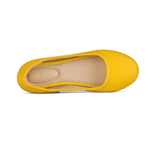 Dream Pairs Womens Plain Ballet Flats Shoes, Yellow - 5 (Sole-Fina) #TOP2