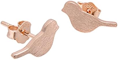 Joseph Brothers Sterling Silver Cute Birds Studs Earrings for Women, Rose Gold Plated