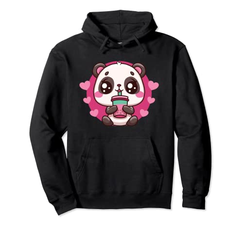 T-shirt mignon Kawaii Panda Bubble Drink Boba Milk Tea Anime Tee Sweat à Capuche