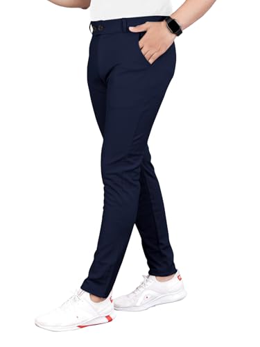 Image of Men's Everyday Wear Trousers | Regular Fit Solid Pants with Button | Smart and Comfortable Bottomwear (Pack of 1)