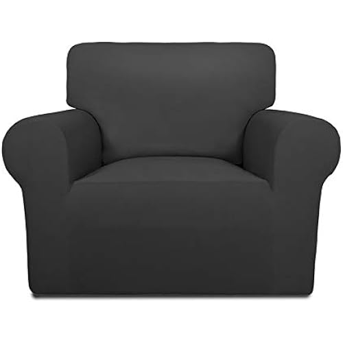 PureFit Super Stretch Chair Covers Fleece Couch Covers for Sofa Dark Gray